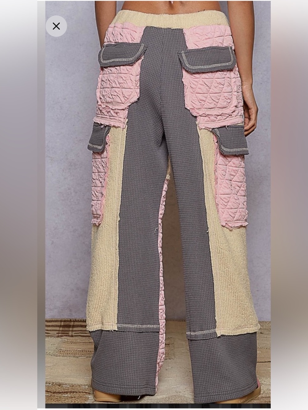 POL Mixed Media Patchwork Wide-Leg Cargo Pants - Picture 10 of 12